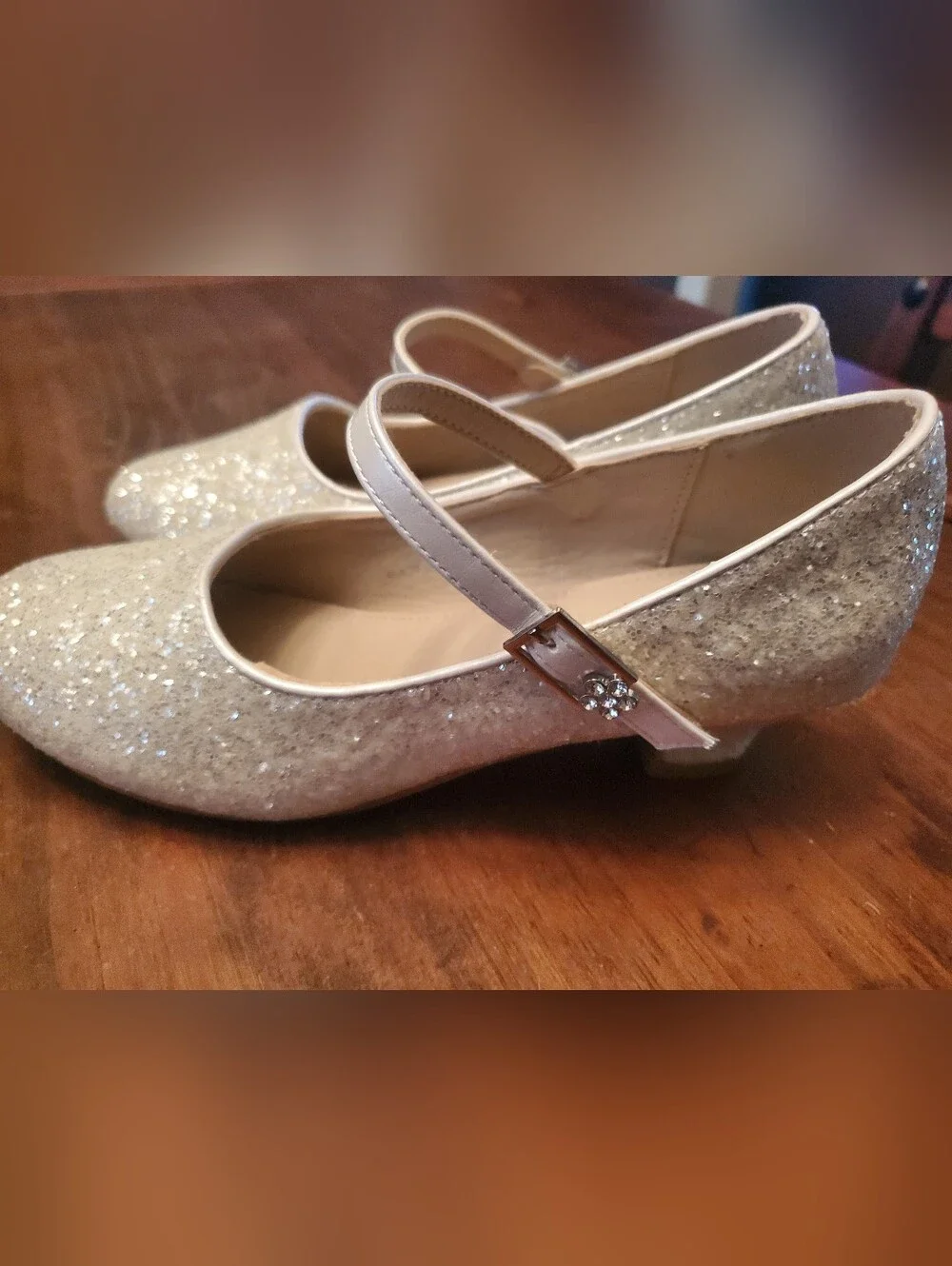 Girls Glitter Mary Jane Dress Shoes in Champagne